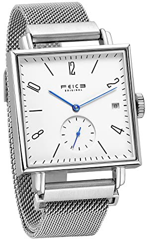 FEICE Montre Automatique Carree avec Verre Saphir Montre Mecanique pour Homme Femme Unisexe 34mm- FM301