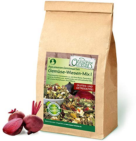 Original-Leckerlies: Gemüse-Wiesen-Mix I 1kg, ***Premium Qualität*** – getreidefrei – Kaninchenfutter, Nagerfutter, Meerschweinchenfutter, 100% Naturprodukt für Nager mit Gemüse und Kräutern