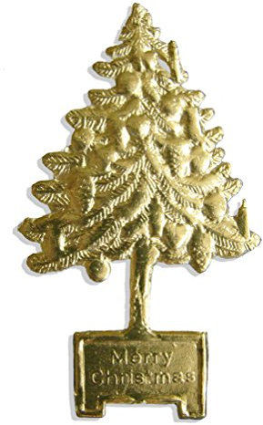 Kunze A068728011 Weihnachtsbaum, 6.5 x 4 cm, 16 Stück, Geprägtes Papier, Gold