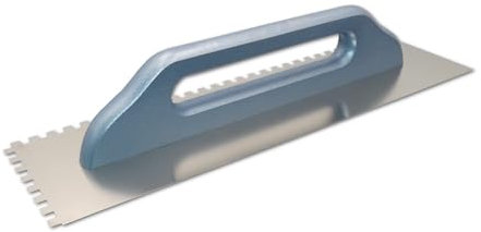 DEWEPRO® Schweizer Glättekelle - Glättkelle - Aufziehplatte - Aufziehglätte - Edelstahl 480x130mm -gezahnt 6x6mm - Zahnglättekelle