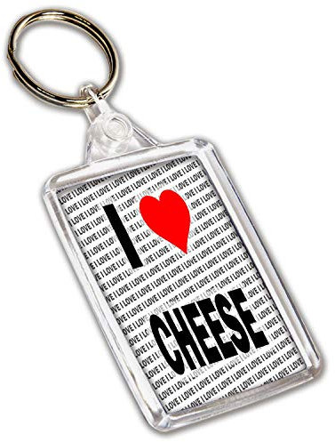 AK Giftshop I Love Cheese Keyring - Gift - Birthday - Christmas - Stocking Filler