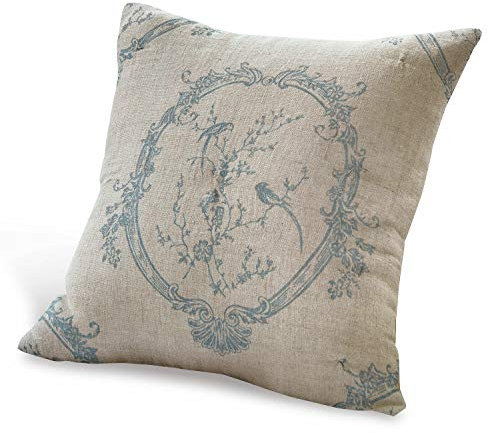 Loberon Kissenhülle Decadence, filigranes Muster, romantischer Stil, weich wattiert, mit Bindebändern, Kissenbezug, Wohntextilien, Wohn-Accessoire, Leinen, Baumwolle, Creme