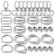 VINFUTUR 40 Pezzi 25mm Fibbie Metallo Accessori Fai da Te 10pz Anello D + 10pz Tri Glide + 10pz Ganci Girevole a Moschetttone + 10pz Bottoni Magnetici per Cucito Tracolla Zaino Borse Craft Argento