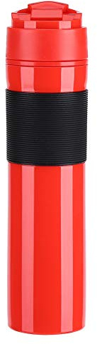 350ml Portable Coffee Press Bottle Tea Coffee Maker Espresso Brewer Tumbler Drinking Water Cup for Travelling Home Office Outdoor (Red)