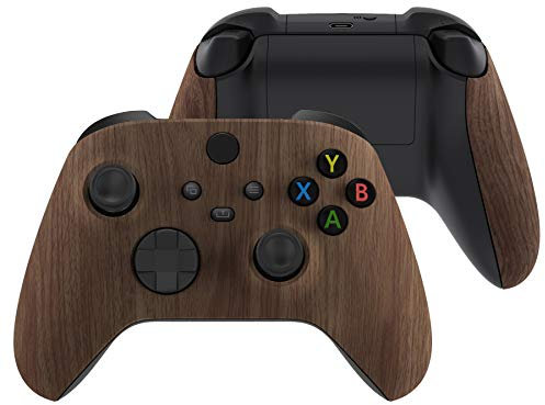eXtremeRate Cover Joystick Custodia Copertura Frontale con Impugnatura Grip Pannello DIY Ricambio per Xbox Series X S Controller Model 1914-Venatura del Legno