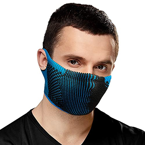 NAROO F5s - 2-in-1 Reversible Reusable Dust Filtering Breathable Pro Sport Gesichtsmaske für Running Wandern Biking in Schwarz & Blau
