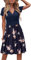 STYLEWORD Damen Sommerkleid Kurzarm V-Ausschnitt Kleider Blumenmuster Kleid Strandkleid Mit Taschen(floral05,Groß)