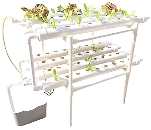 Hydroponic System Balkon Hydroponic Grow Kit Zweischichtiges 72-Loch Hydroponik Pflanzensystem für Gemüse, Salat, Blumen, Früchte PVC Hydroponic Pipe (72-Loch)