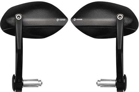 FENRIR Lenkerendenspiegel für Motorrad, CNC-Aluminium, schwarz, für Café-Racer, Anti-Vibration, blendfrei, großes Sichtfeld, universal, 22 mm, für Sport, Naked Street Bike, Cruiser, Roller