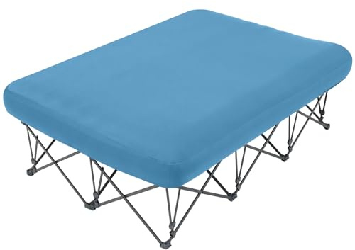 KAMPKEEPER Campingbett, zusammenklappbares | Campingbett mit aufblasbarer Luftmatratze und Tragetasche, für Outdoor-Reisen