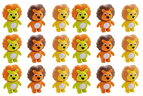 NUOBESTY Kinder Radiergummi Mitgebsel Mini Löwe Figur 18 Stk Miniatur Löwen Neuheit Radiergummi Block Schreibwaren für Kinder Schulen Schüler Schulbedarf Kindergarten Party Geschenke