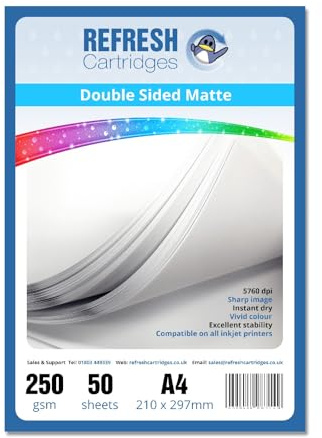 Refresh Cartridges Duo Matte/Double Sided A4 Professional Inkjet Photo Paper 250gsm - 50 Sheets