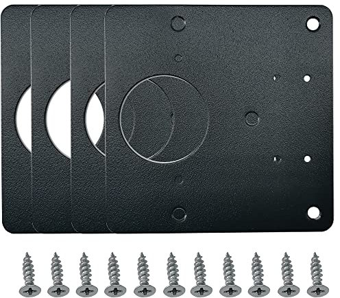 Yosawo 4 Pcs Hinges Repair Brackets Stainless Steel Hinges Repair Plates Brackets Kitchen Cupboard Cabinets Door Hinge Repair Plate（Black）