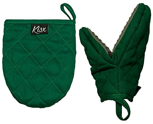 Oven Mitts Heat Resistant – (Green) Mini Oven Mitts, Silicone Gloves Heat Resistant, Kitchen Gloves for Cooking, Silicone Oven Mitts & Pot Holders Sets, Kitchen Pot Holders & Oven Mitts Sets