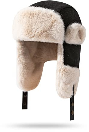 CLAPE Faux Fur Trapper Hat Chapka Femme Homme Chapeau de Trappeur Chaude Casquette d'hiver Warm Bomber Hats