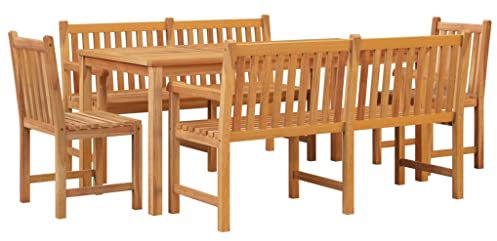 vidaXL Gartenmöbel 5-TLG. Tisch Bank Stuhl Gartengarnitur Sitzgruppe Gartenset Sitzgarnitur Gartentisch Esstisch Gartenbank Gartenstuhl Massivholz Teak