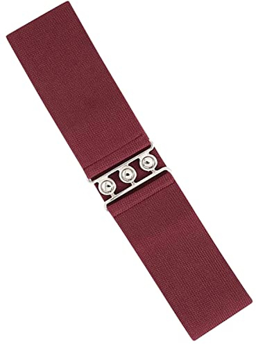 989Zé ENZO Womens Elasticated Stretch Belts Wide Ladies Elastic Stretchy Belt for All Waist Sizes EZ BELTS 12 BURGUNDY M