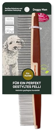 Kamm für Hund & Katze | Flohkamm | Feine & Breite Zähne | Japanischer Stahl | Entwirrt Knoten, entfernt lose Haare, konische Spitzen, rutschfester Griff, für alle Felltypen, langlebiger Metallkamm