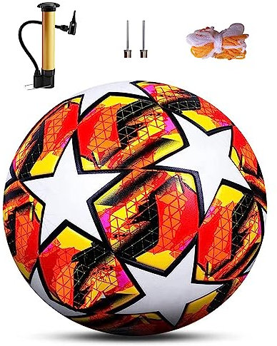 LYTLM Ballon de Foot Ligue des Champions Officielle Taille 5, Entrainement/Loisir/Match Football Enfant et Adulte, Jeux Foot en Salle Et en Extérieur (Rouge)