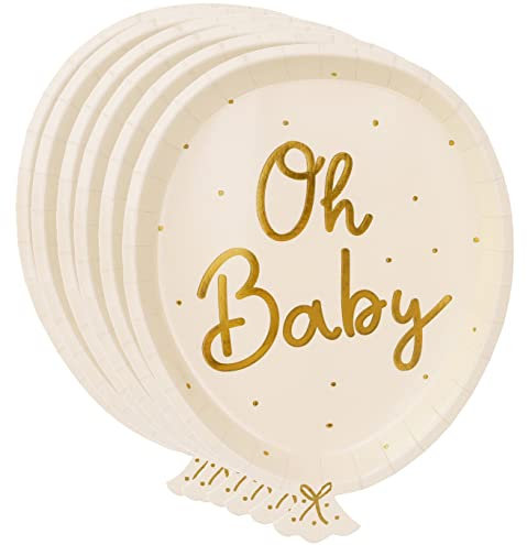 Set 6 Pappteller 'Oh Baby' Teller Baby Party Dekoration Baby Shower Taufe Geschlecht Verraten Party Pappgeschirr