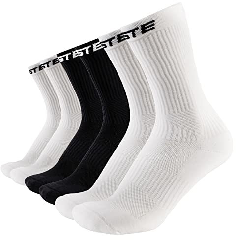 PASTE ® 3 Paar Performance Fußball Socken Weiß/Schwarz (Gr. 42-44) - Fussball-Socken Damen & Herren - Anti-Rutsch Fußballsocken - Sport-Socken atmungsaktiv - Football Grip Socks für Männer & Frauen