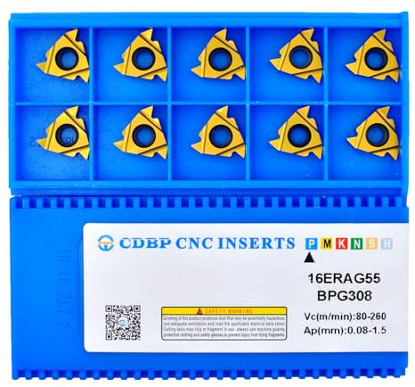 CDBP Inserti di filettatura 16ER AG55 CNC Inserto IN Metallo Duro Tornio Inserti 16ER 3/8 AG55, 10 pezzi