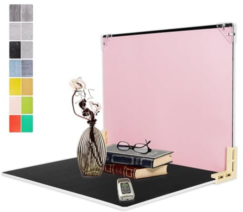 EMART 40x30cm Fotohintergrund Set mit 7 Stück Doppelseitigem Hintergrundpapier, Kleiner Produktfotografie Reflektor für Schmuck, Uhren, Lebensmittel und Elektronische Produkte