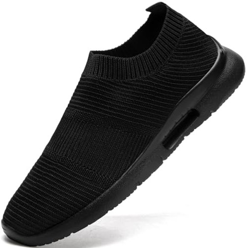 JUEQIBAA Hommes Chaussures Slip on Sneakers Chaussure sans Lacets De Course Sport Casual Chaussures De Respirantes Légères Outdoor Fitness Gym Shoes Homme Noir 44
