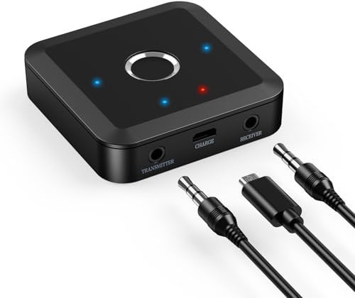 Criacr Bluetooth 5.2 Transmitter and Receiver for TV to Wireless Headphones/Speakers, 3.5mm AUX Audio Adapter with APTX Adaptive, Dual Connection, Low Latency, 10H Playtime, For Airplane PC Car Gym