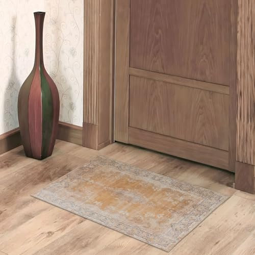 TALETA Fußmatte innen waschbare, dünn Fussmatte bunt, Kleiner Teppich Vintage Bettvorleger rutschfest für Schlafzimmer, fußmatten für Haustür, Küche, Ecke, Vor dem Bett - 50 x 80 cm