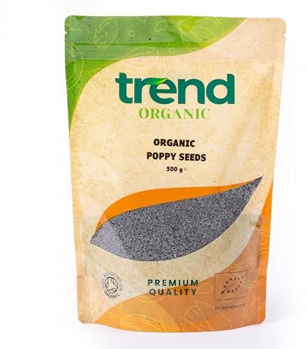 Trend Organic Poppy Seeds, Nutrient-Rich Wonder for Culinary Creativity and Family Well-Being, Rich in Protein & Fibre, Certified Organic, Vegan, Non-GMO, No Additives No Preservatives, Raw, 500g