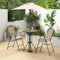 GIANTEX Set di Mobili da Giardino Con Ombrellone, Tavolo da Bistrot Con 2 Sedie Pieghevoli, 4 Pezzi, Set da Balcone Rotondo