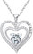 Tusuzik Halskette Damen Silber 925 Ich Liebe Dich Doppeltes Herzketten Anhänger für Ketten Damen Schmuck Romantische Kleines Geschenke für Frauen Freundin Mutter Mama
