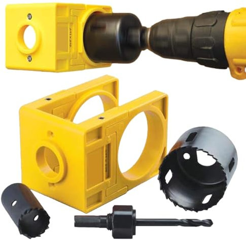 Door Lock Installation Kit, Door Handle Jig Door Lock Tools, Adjustable Wooden Door Lock Fitting Tool Set for 1-3/8 - 1-3/4 (35mm-43mm) Door Thickness with Carbon Steel Door Lock Saw