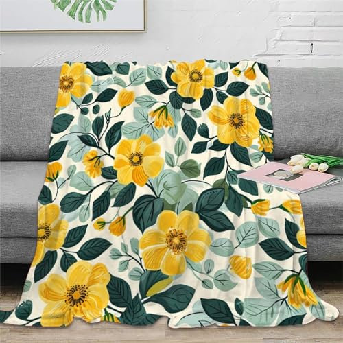 Blumes Sofadecke 3D Druck Flanell Decke Couchdecke Flauschig Warm Weichen Bett Decken Kuscheldecke Für Mädchen Jungen 80x90inch(200x230cm)