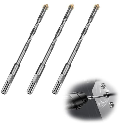 SDS Plus Bohrer Set 6x150mm, Betonb Steinbohrer Bohrer Set Beton Doppelwendel Stahlbeton Bohrer Betonbohrer Set mit 4 Hartmetall Schneiden,steinbohrer zum Bohren in Stein,Beton 3 Stück