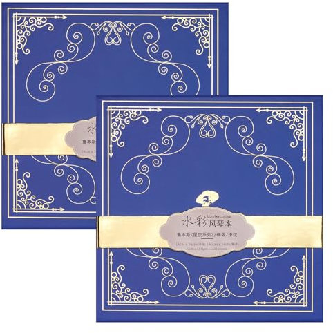 Paul Rubens Quadratisches Aquarell Skizzenbuch,140lb/300gsm Säurefreies 50% Baumwolle Orgel Stil Aquarell Journal Papier, Kaltgepresster Aquarellblock 14 Blätter(2 Pack) 5.5 x 5.5 Zoll