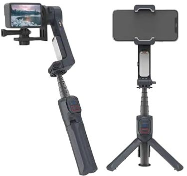Chillitech MotionMaster Phone Gimbal Stabiliser, Portable with Wireless Remote, Portrait & Landscape Modes, Tripod, Fill Light Selfie Stick, Smooth Recording (Black)