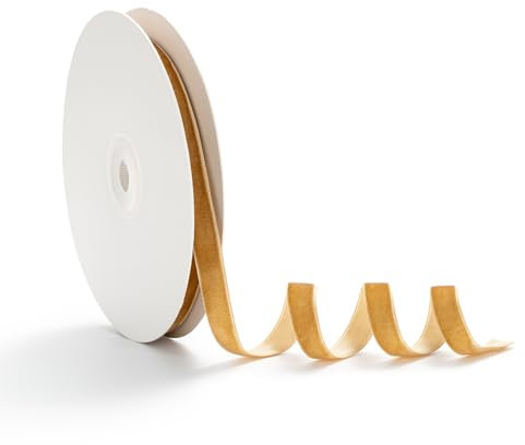 AOKSUNOVA Samtband Geschenkband Samt Schleifenband Samt Band 1cm x 9m Geschenkbänder Samtbänder Hellbraun