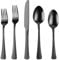 X-Haoware Lot de 30 couverts en acier inoxydable noir pour 6 personnes – Comprend couteaux, fourchettes et cuillères, polis miroir, passent au lave-vaisselle