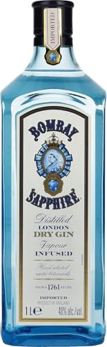 Bombay Sapphire London Dry Gin | Premium Distilled Gin | 1L Bottle | 40% ABV | Infused with 10 Hand-Selected Botanicals | Perfect for G&Ts, Cocktails & Gifting