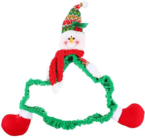 Mikikit 2pcs Christmas Snowman Computer Monitor Cover Display Protector Elastic Band for Home Office Cloth Material for Holiday Decorations