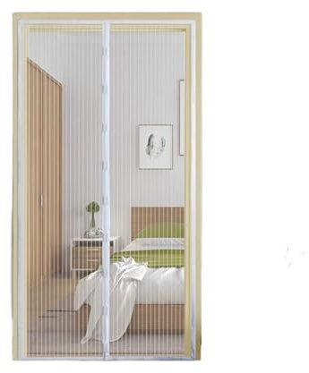 mosquitera de puerta Mosquitera magnética de 4 colores y 5 tamaños, cortinas antiinsectos for puerta, malla de cierre automático, pantalla de puerta, pegatina de cocina, cortina(Beige,90 x 210cm)