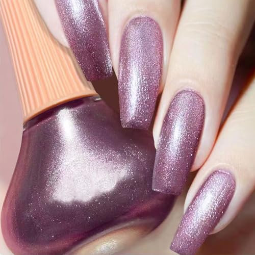 Pink Nail Polish, Glitter Nail Varnish, Quick Dry nail polish, Long Lasting Glitter nail polish for Women & Girls, No Need Cure Nail Paint for DIY Nail Art Home Manicure(14#Pearl Pink)