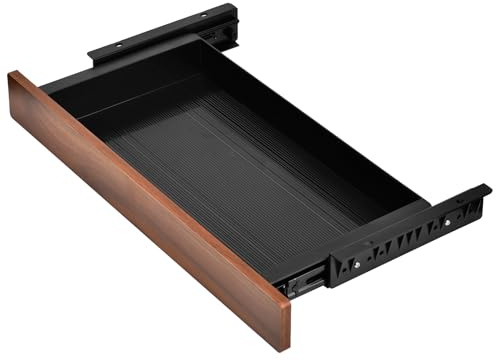 Wuudi Unter dem Schreibtisch verschiebbare Schublade, leicht ausziehbare Bleistiftschublade, ausziehbare Schublade - Aufbewahrungsorganisator für Sitz-Steh-Büro-Schreibtisch (gelb-braun)