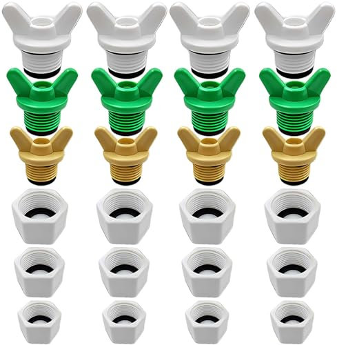 Lot de 24 bouchons d'obturation à vis filetée BSP, bouchons hexagonaux mâles d'obturation avec joint/rondelle pour machine à laver, lave-vaisselle, robinets, outil de plomberie