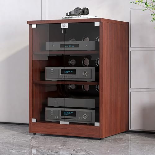 Holz-Stereo-Schrank, Audio-Regal, Turm, CD-Player-Ständer | Moderner AV-Schrank, Audio-Rack, Stereo-Komponenten-Rack für Entertainment, Stereo, Medien-Aufbewahrungsschrank, Audio-Stereo-Rack