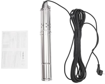 Tiefbrunnenpumpe Edelstahl, 550W Hochleistungspumpe mit IP68 Wasserschutz, 395,94 Gal/h Fördermenge, 90m Förderhöhe, für Bewässerung, Garten und Landwirtschaft, 15m Netzkabel