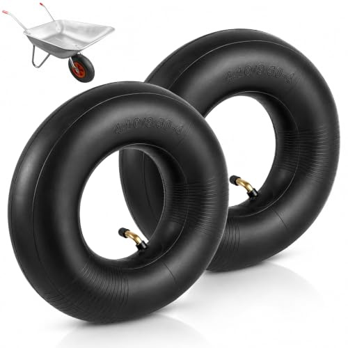 2 Pcs Inner Tubes 4.10/3.50-4 for Wheelbarrow Wheels, Bent Valve Inflatable Inner Tube Replacement for Barrow Hand Trucks Carts Trolley
