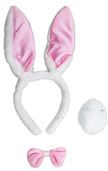 Lot de 12 - Kit de déguisement de Lapin Bunny's Rose Brillant 3 pièces